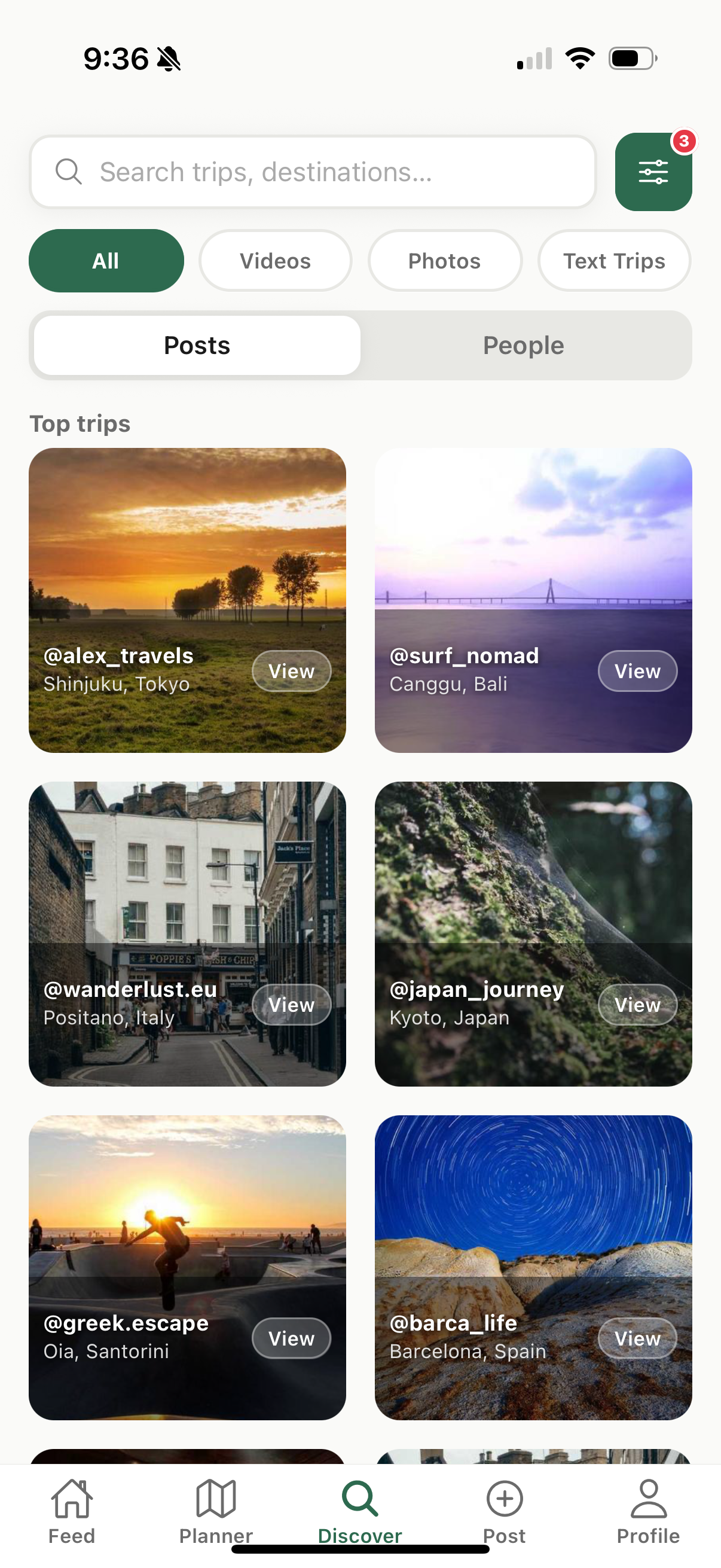 Discover page