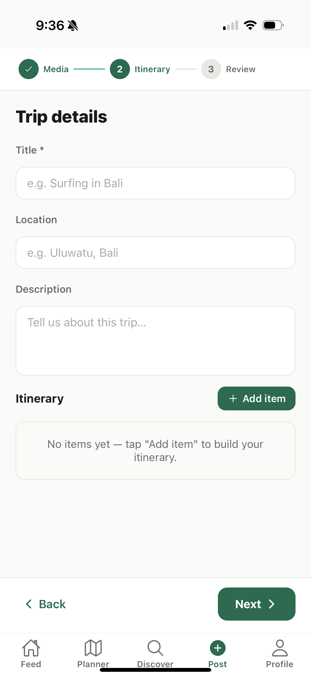Add trip details