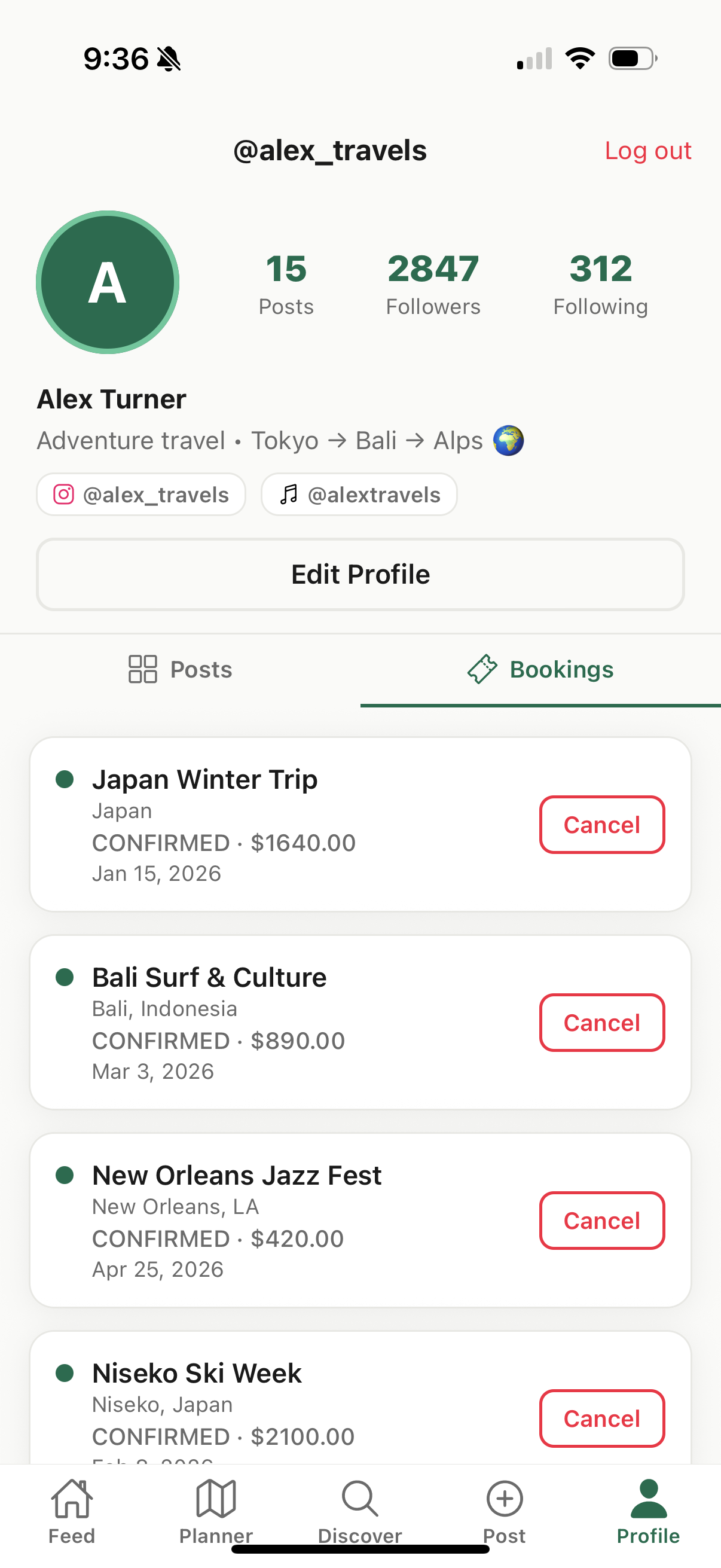 Track bookings